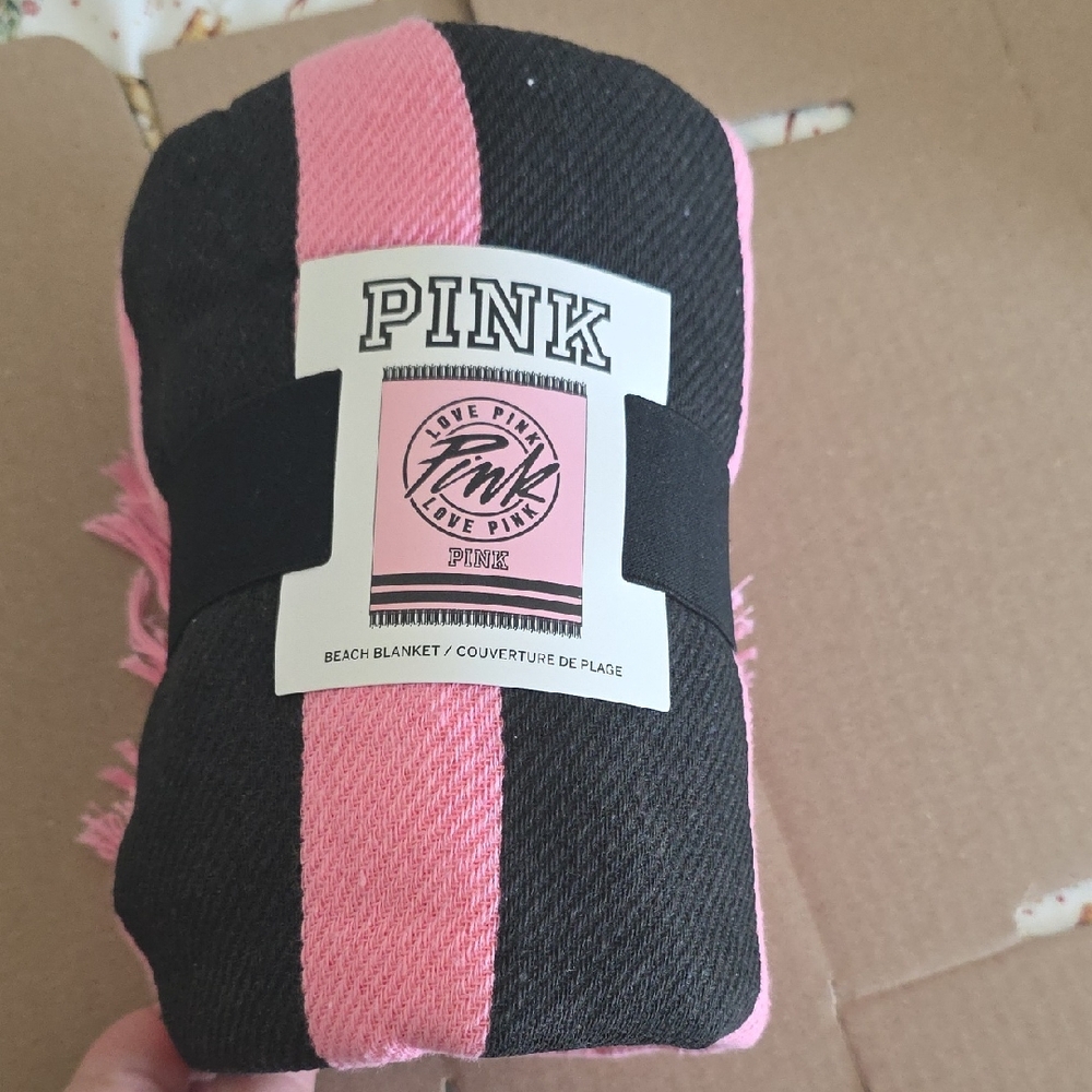 PINK Victoria's Secret Pink Fringed Blanket